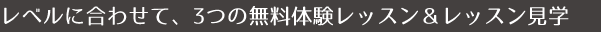 レベルに合わせて、3つの無料体験レッスン&レッスン見学